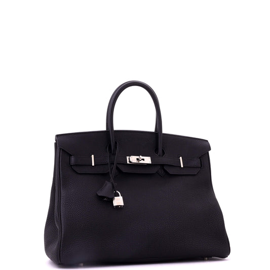 Hermès Birkin Handbag Black Togo Palladium Hardware 35