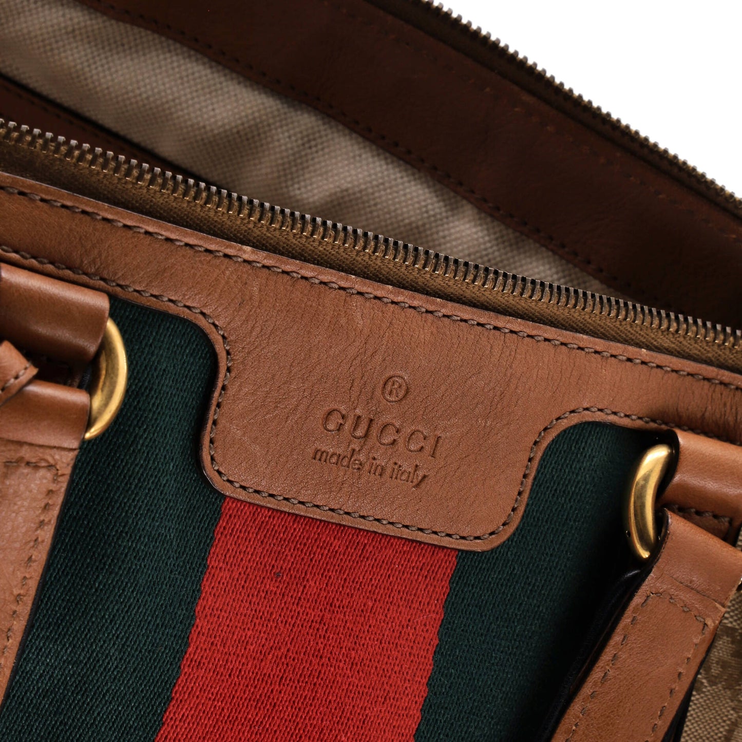 Gucci Rania Convertible Top Handle Bag in Web and GG Canvas, Medium