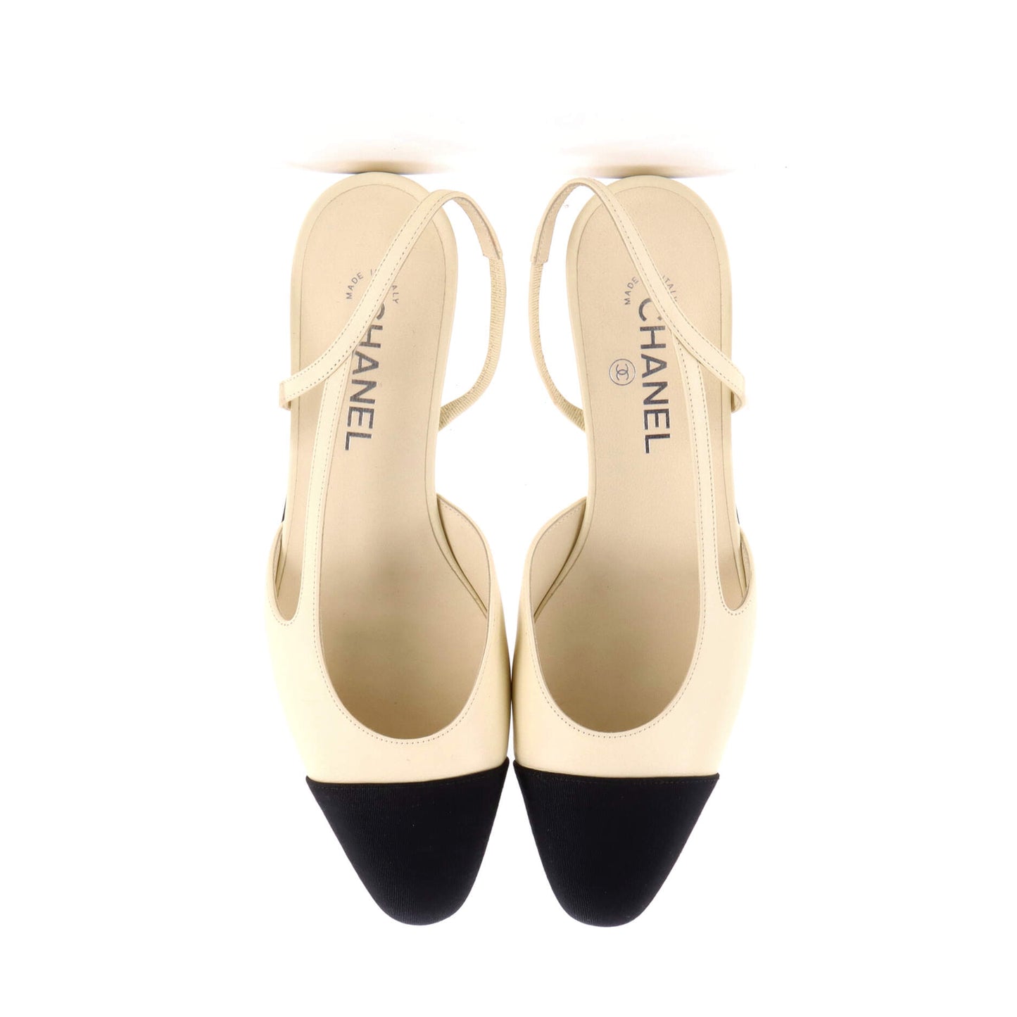 Chanel Women's Cap Toe CC Slingback Flats in Leather