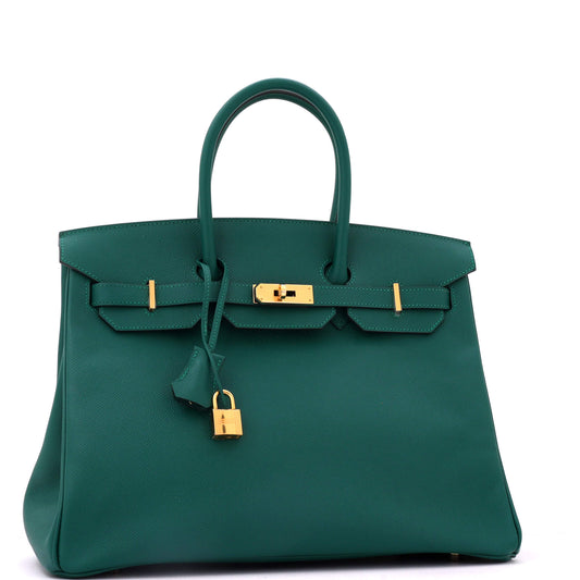 Hermès Birkin handbag, green, Epsom leather, gold hardware, size 35