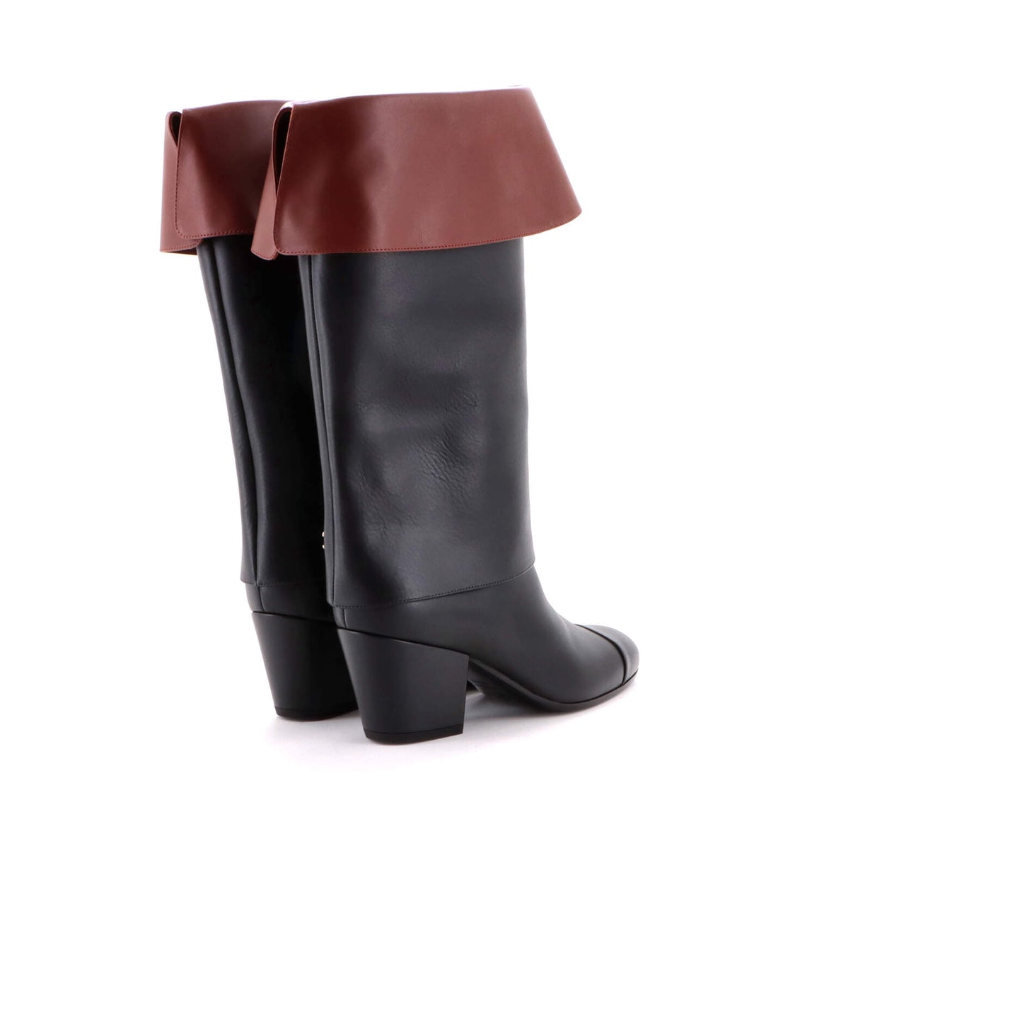 Chanel Women's CC Walk the World Mid-Calf Foldover Leather Boots