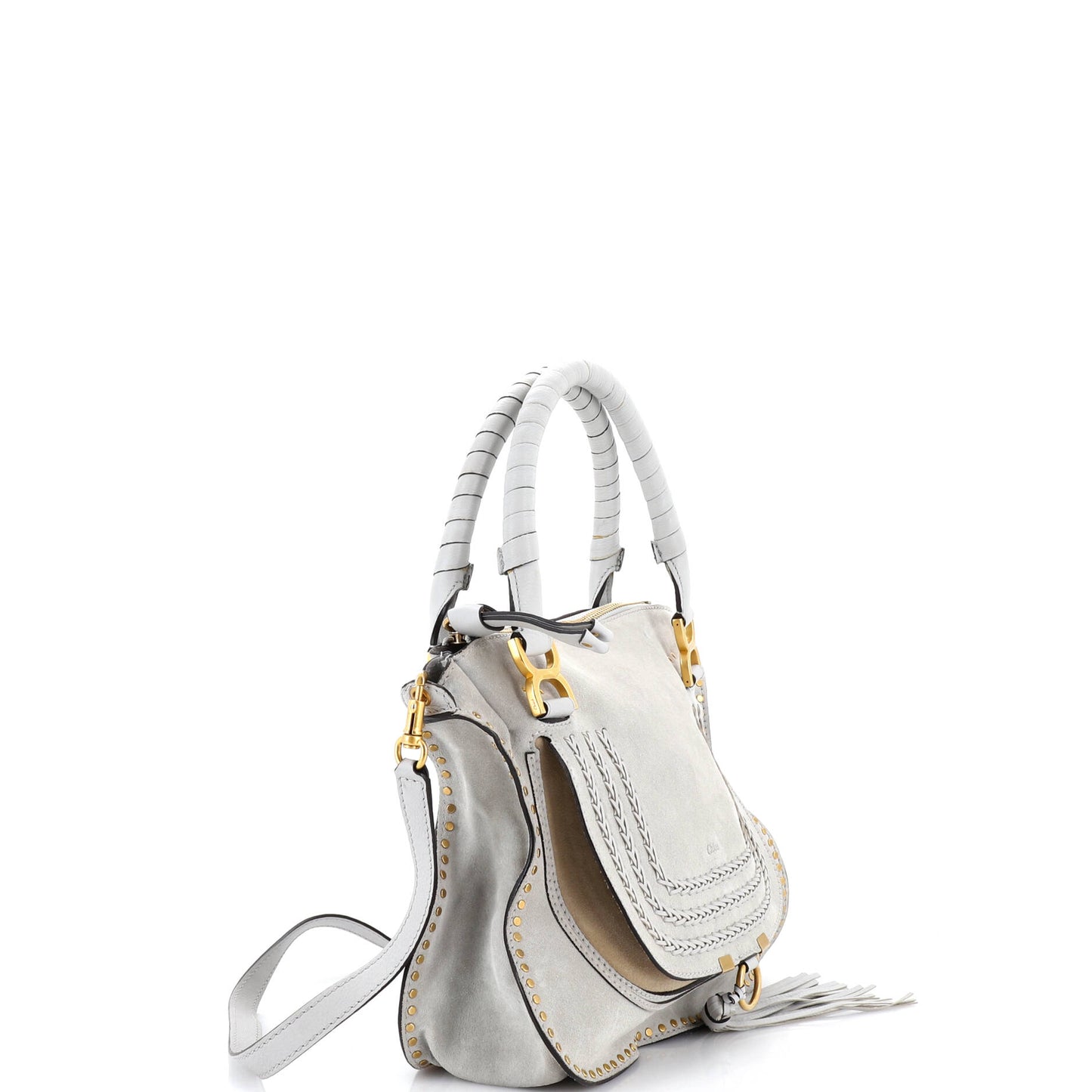 Chloe Marcie Satchel, Whipstitch Studs, Medium Suede