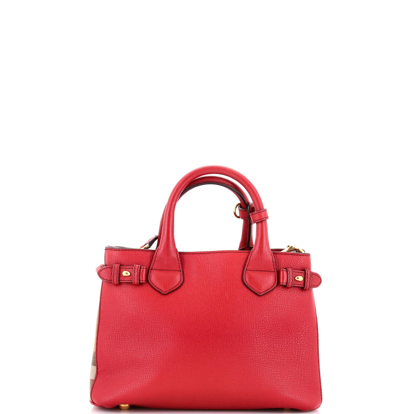 Burberry Banner Tote in Leather and House Check Canvas, Small