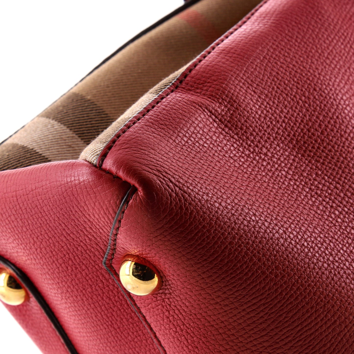 Burberry Banner Tote in Leather and House Check Canvas, Small
