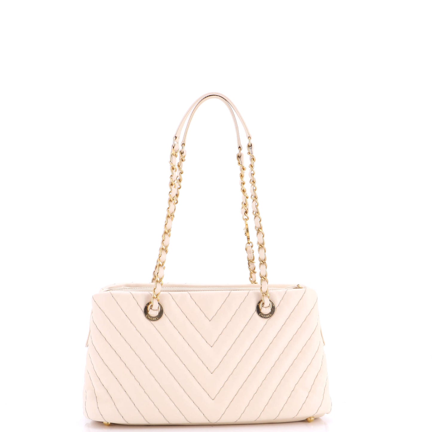 Chanel Sarpic CC Charm Tote Chevron Iridescent Calfskin Small