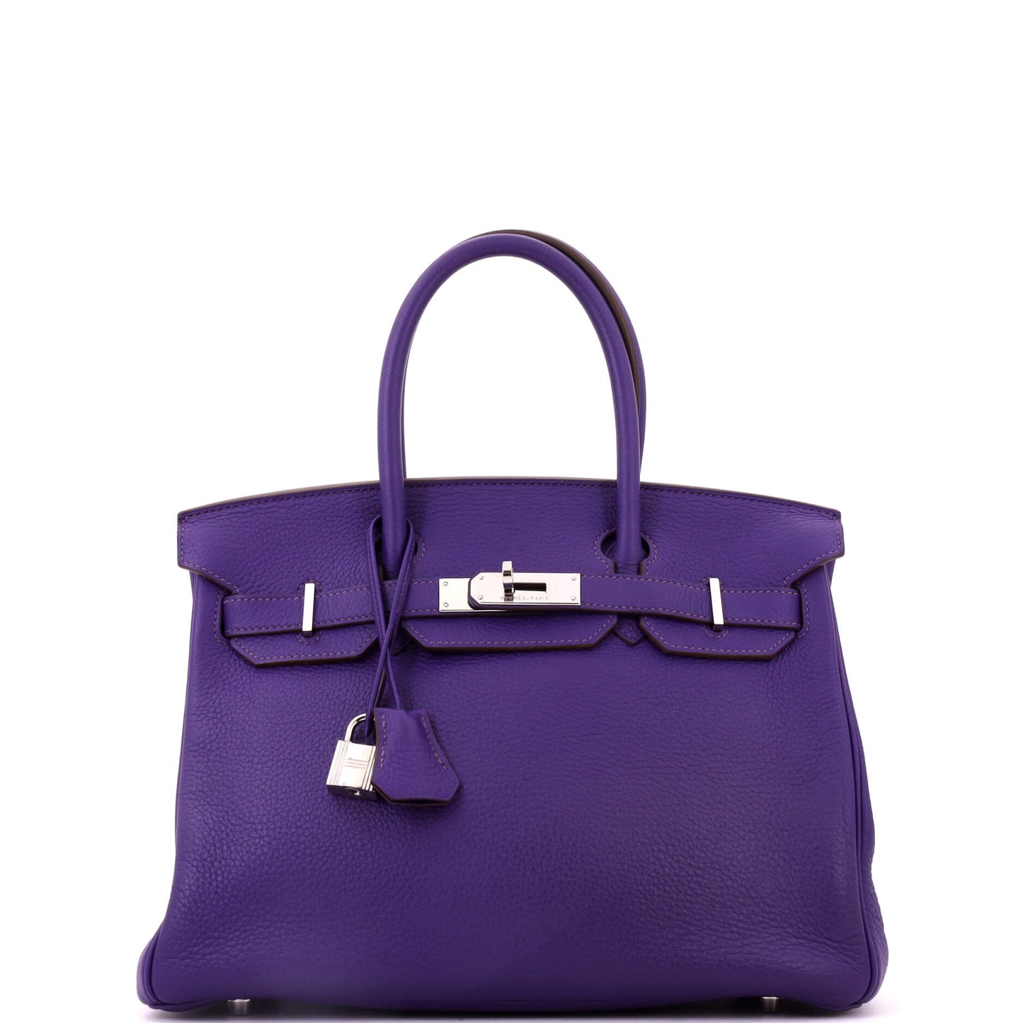Hermès Birkin handbag, purple Clemence leather, silver hardware, size 30