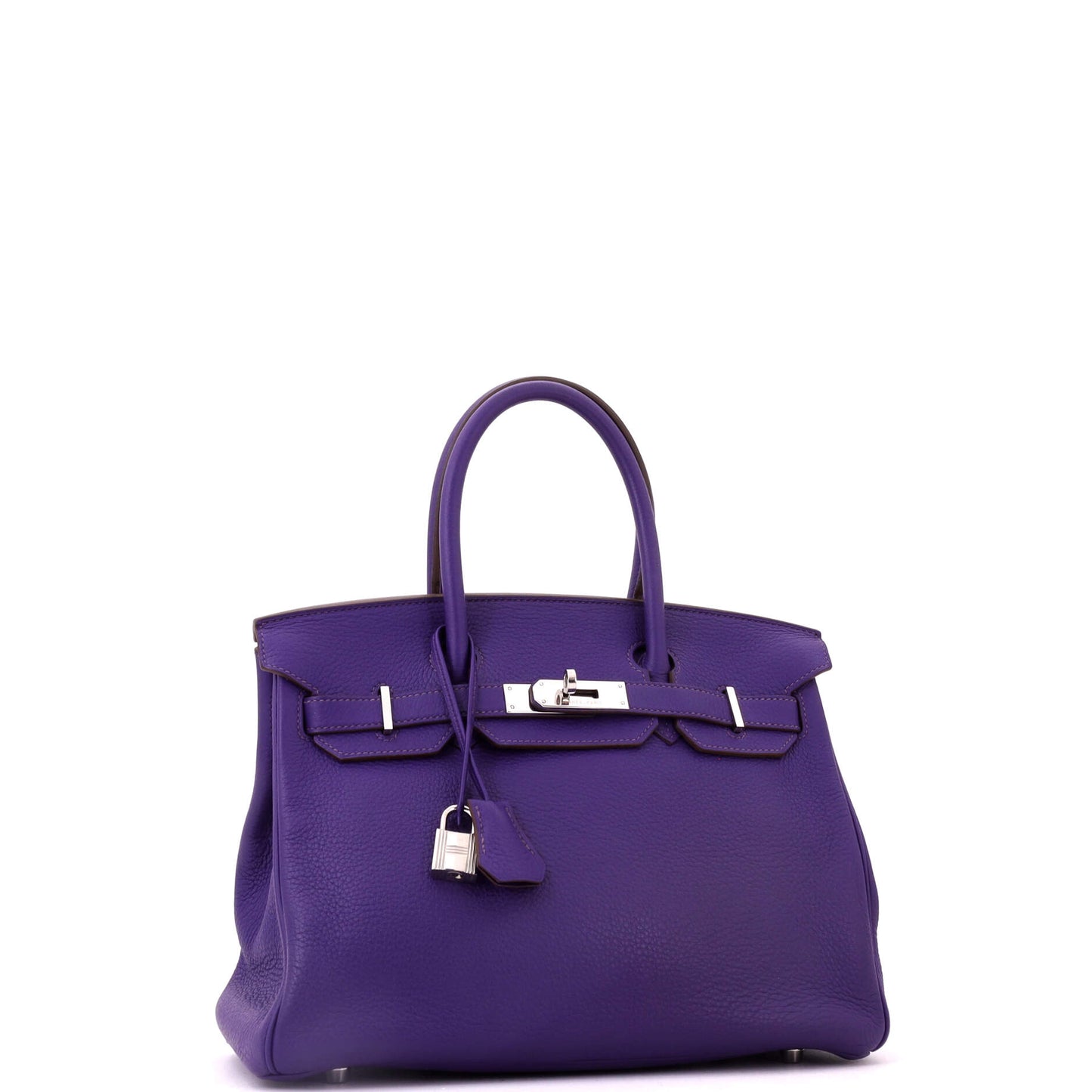 Hermès Birkin handbag, purple Clemence leather, silver hardware, size 30