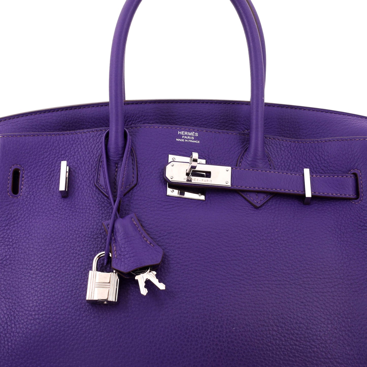 Hermès Birkin handbag, purple Clemence leather, silver hardware, size 30