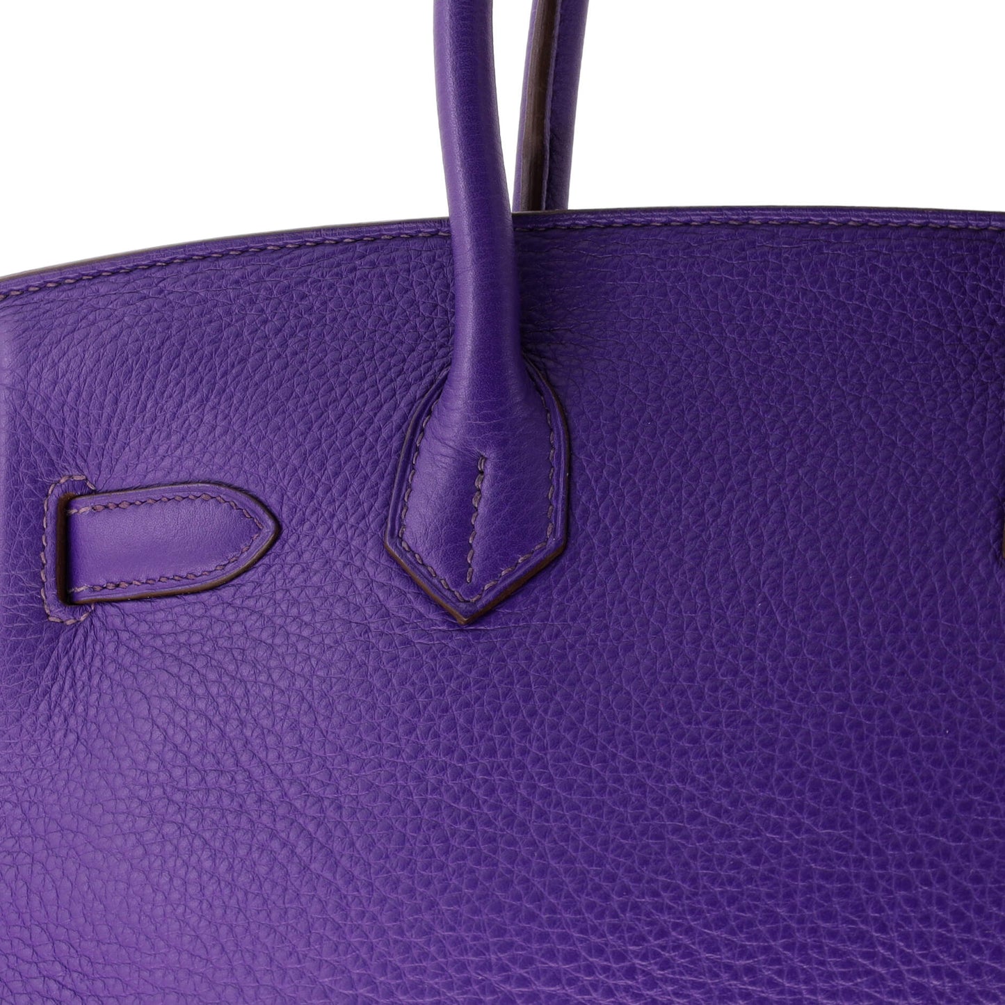 Hermès Birkin handbag, purple Clemence leather, silver hardware, size 30