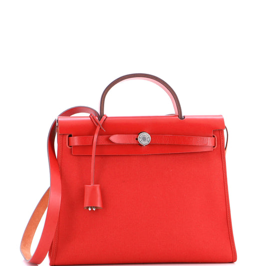 Hermès Elbag Zip Leather &amp; Toile 31