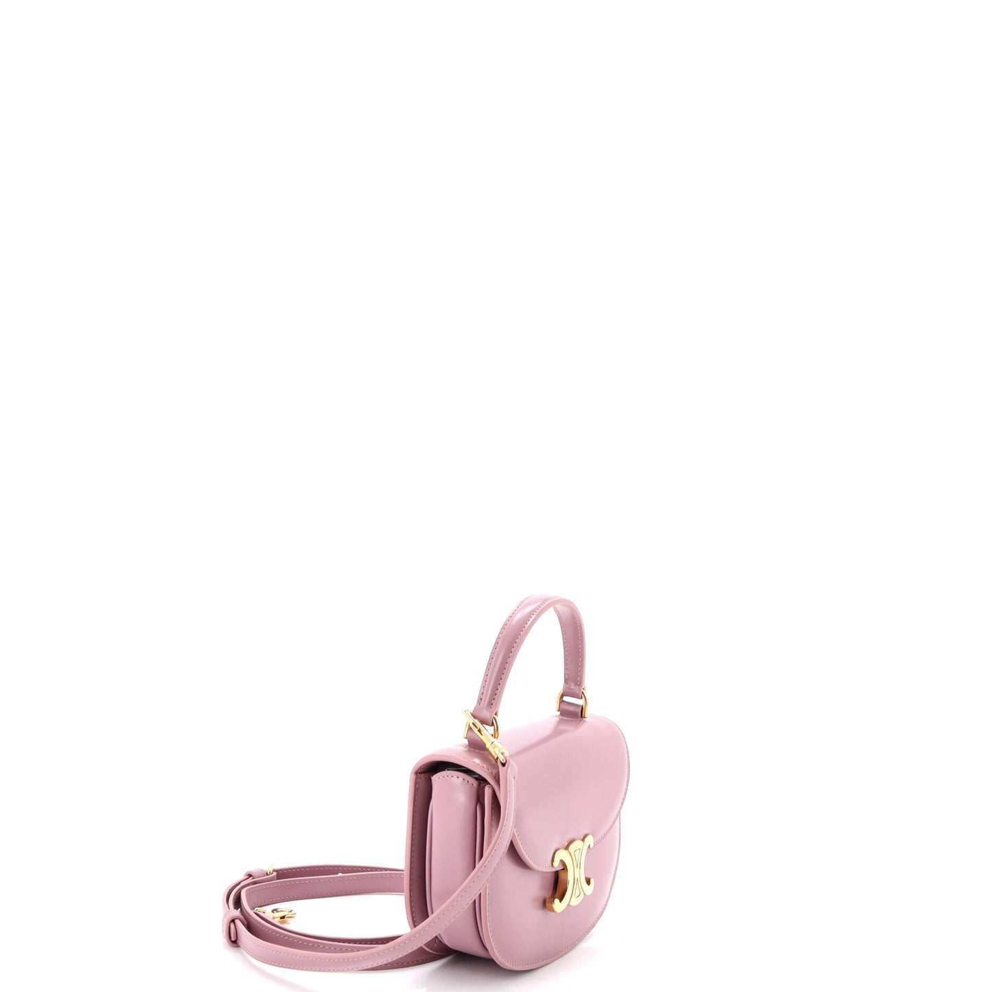 Celine Triomphe Bezas Claire Top Handle Flap Bag in Leather, Mini