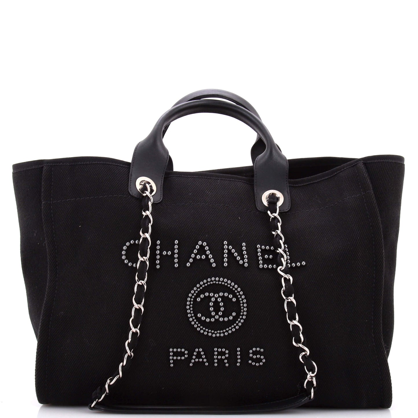 Chanel Deauville medium tote bag in pearl-embellished canvas