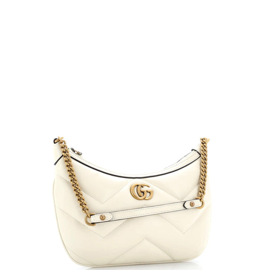 Gucci GG Marmont Chain Moon Hobo in Matelasse Leather, Small