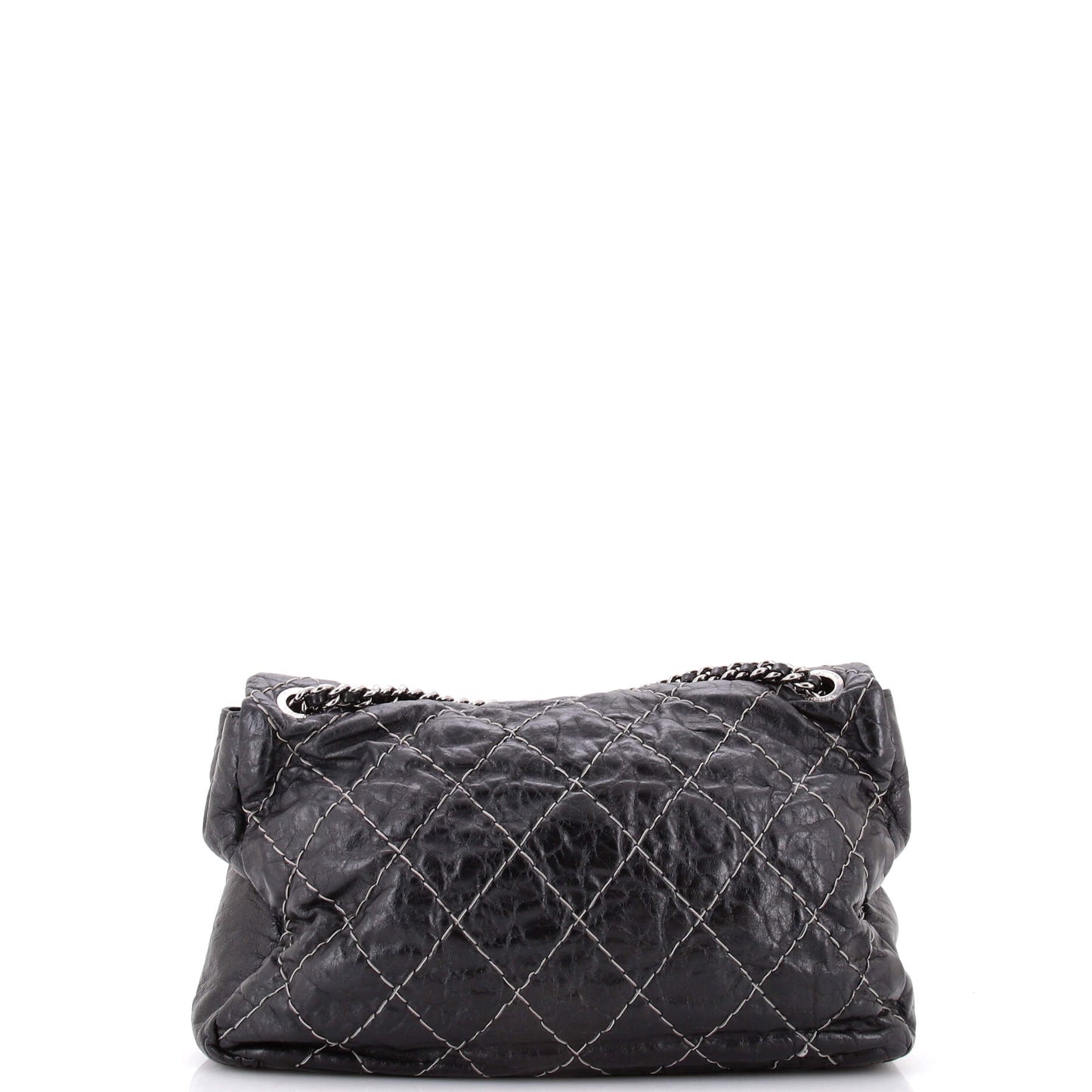 Chanel Double-Stitched Flap Bag, Large, Quilted Glazed Calfskin