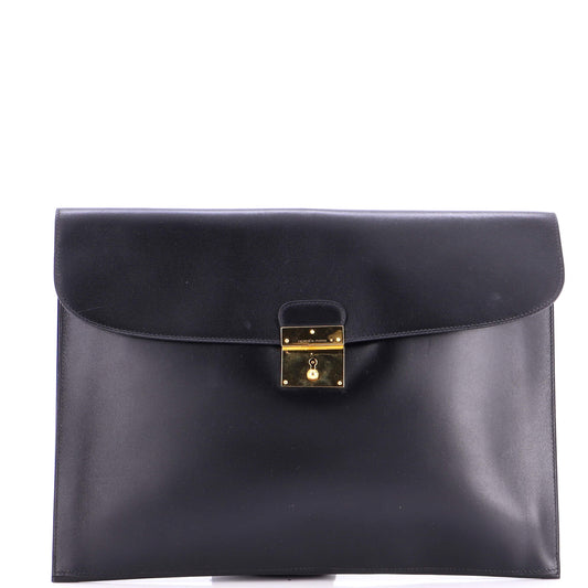 Hermes Vintage Portfolio Clutch in Box Calf Leather, Large