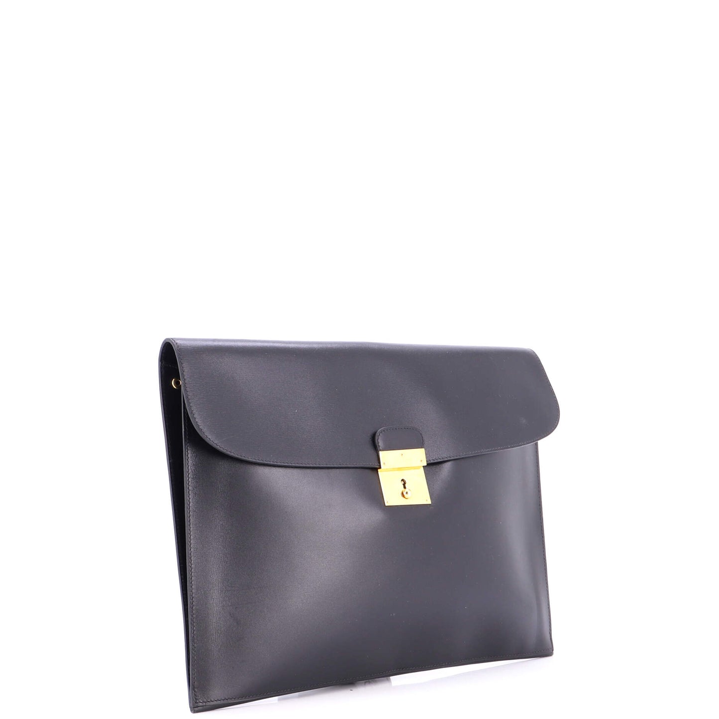 Hermes Vintage Portfolio Clutch in Box Calf Leather, Large
