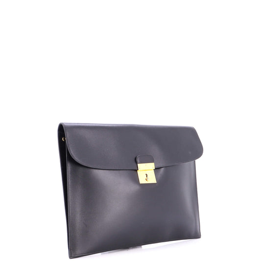 Hermes Vintage Portfolio Clutch in Box Calf Leather, Large