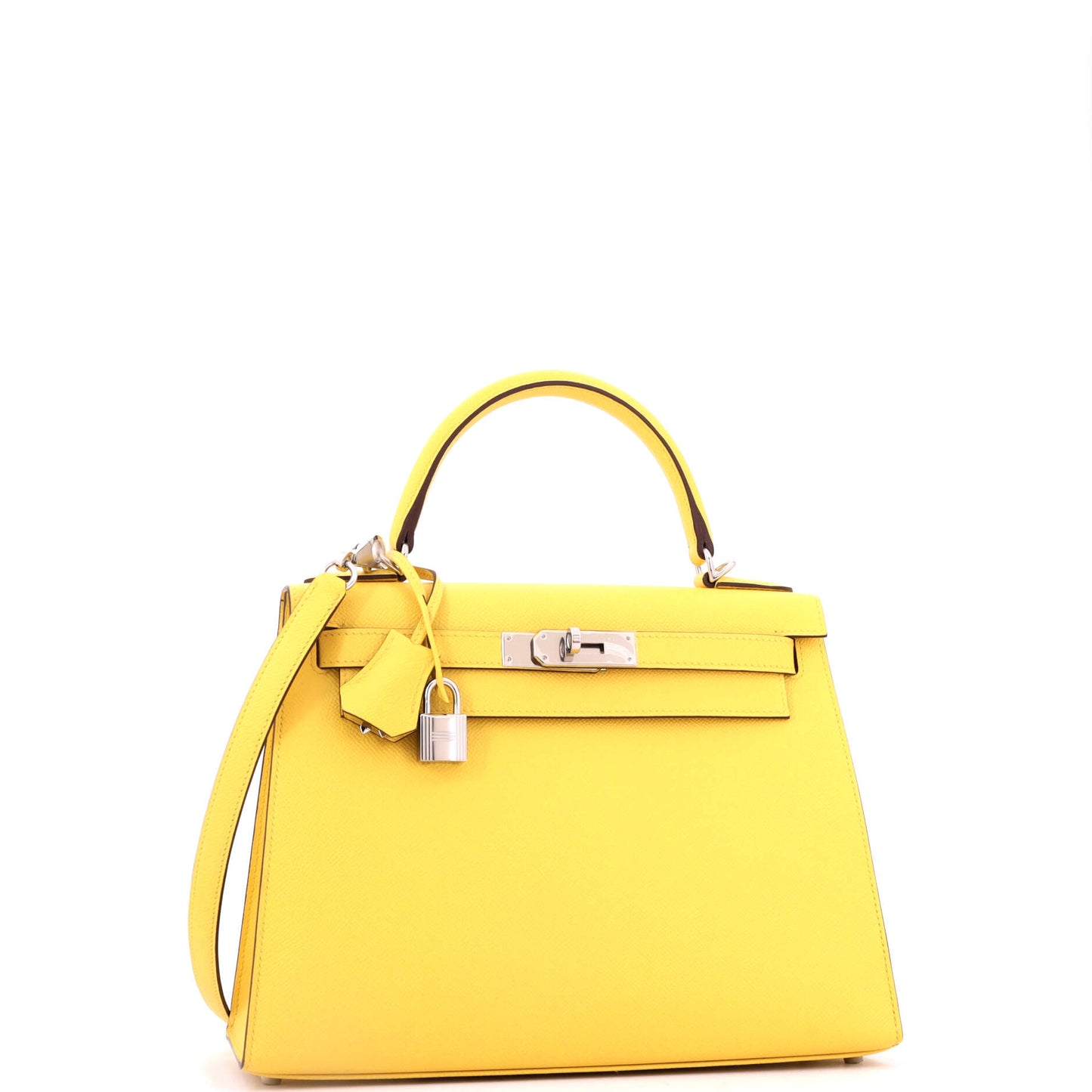 Hermès Kelly handbag, yellow Epson leather, silver hardware, size 28