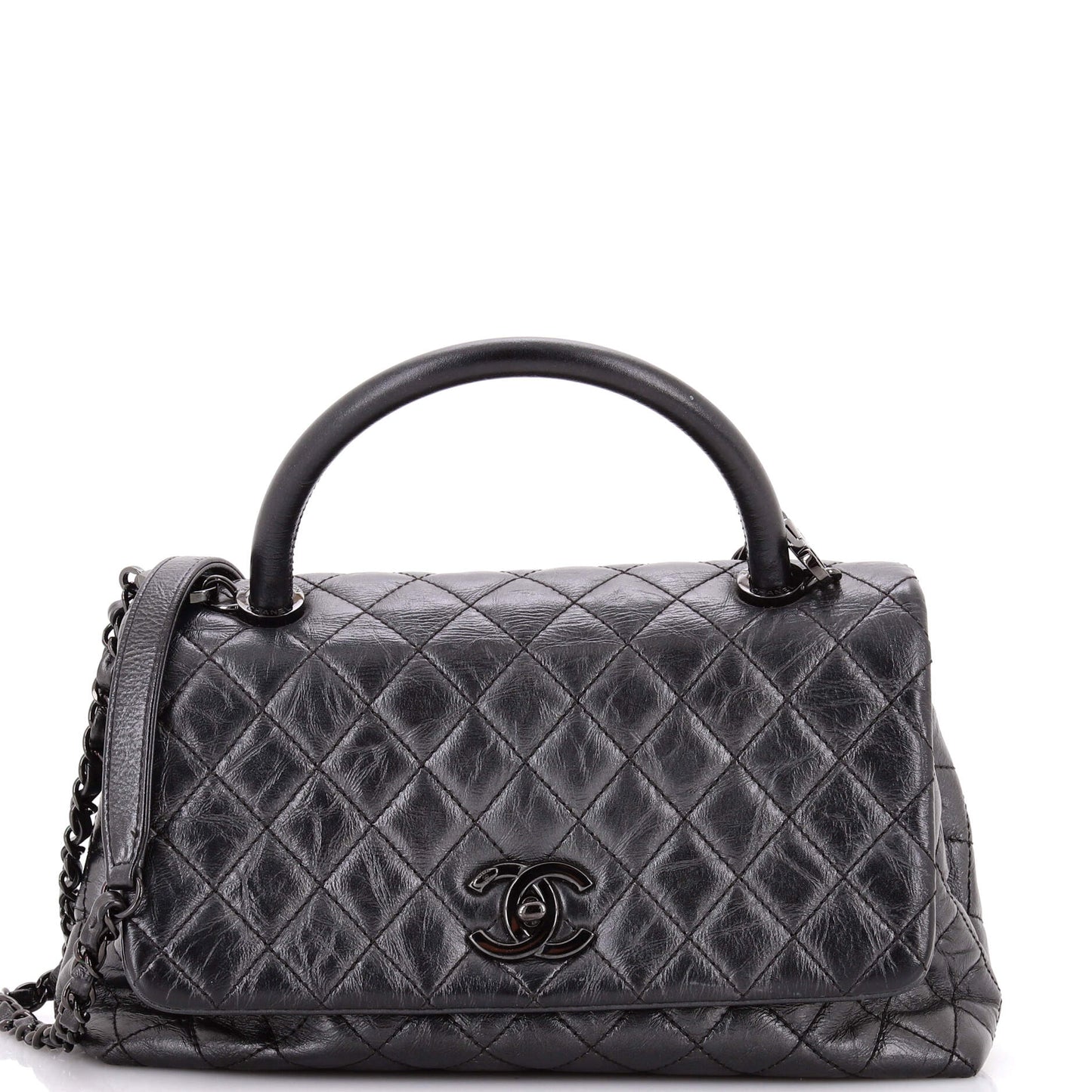 Chanel Coco Small Top Handle Bag in Quilted Aged Calfskin