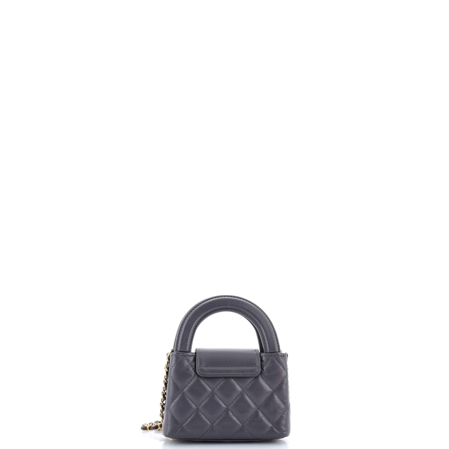 Chanel Kelly Top Handle Shopping Bag in Quilted Shiny Aged Calfskin Nano