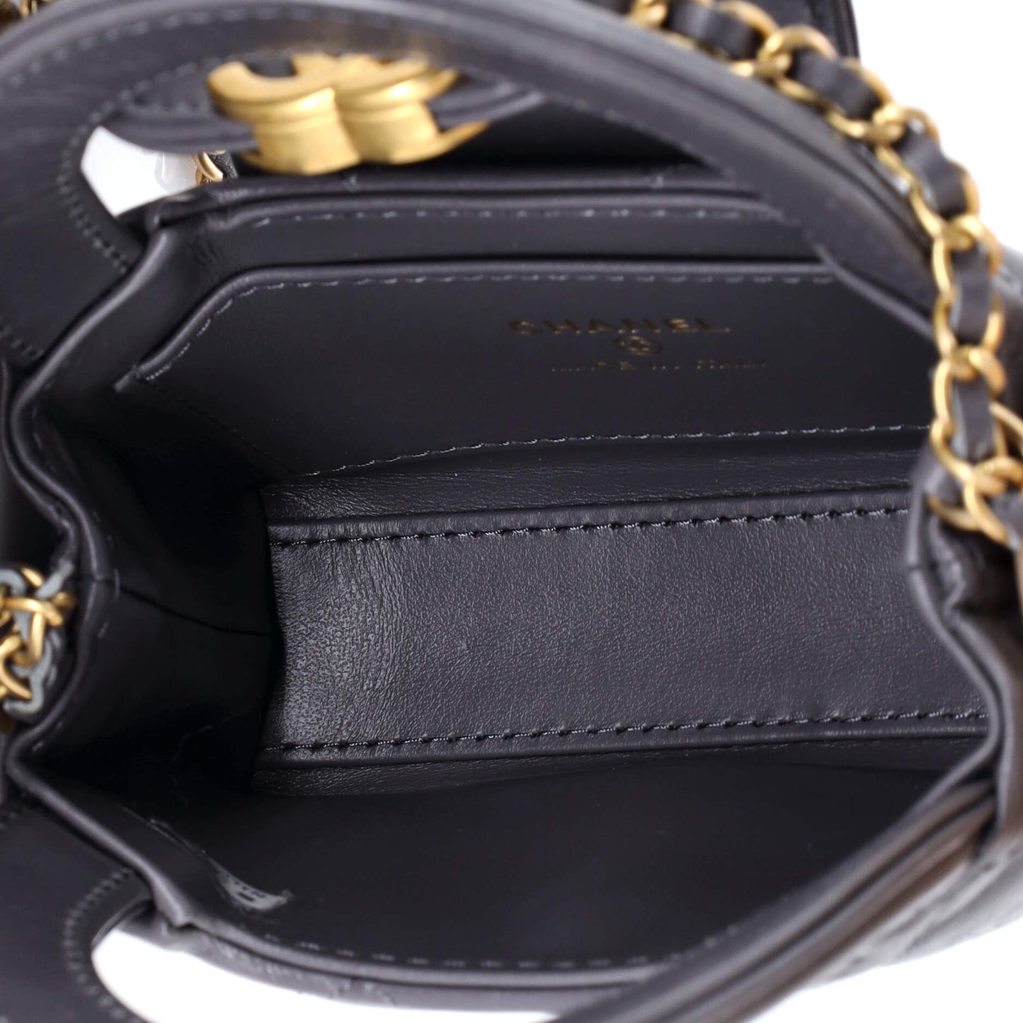 Chanel Kelly Top Handle Shopping Bag in Quilted Shiny Aged Calfskin Nano