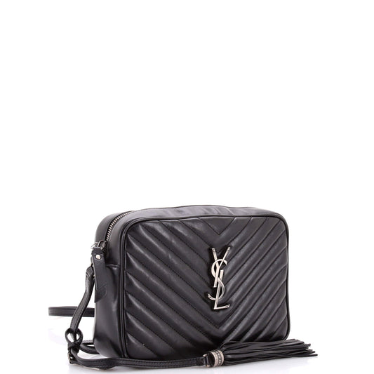Saint Laurent Lou Small Camera Bag in Quilted Chevron Leather