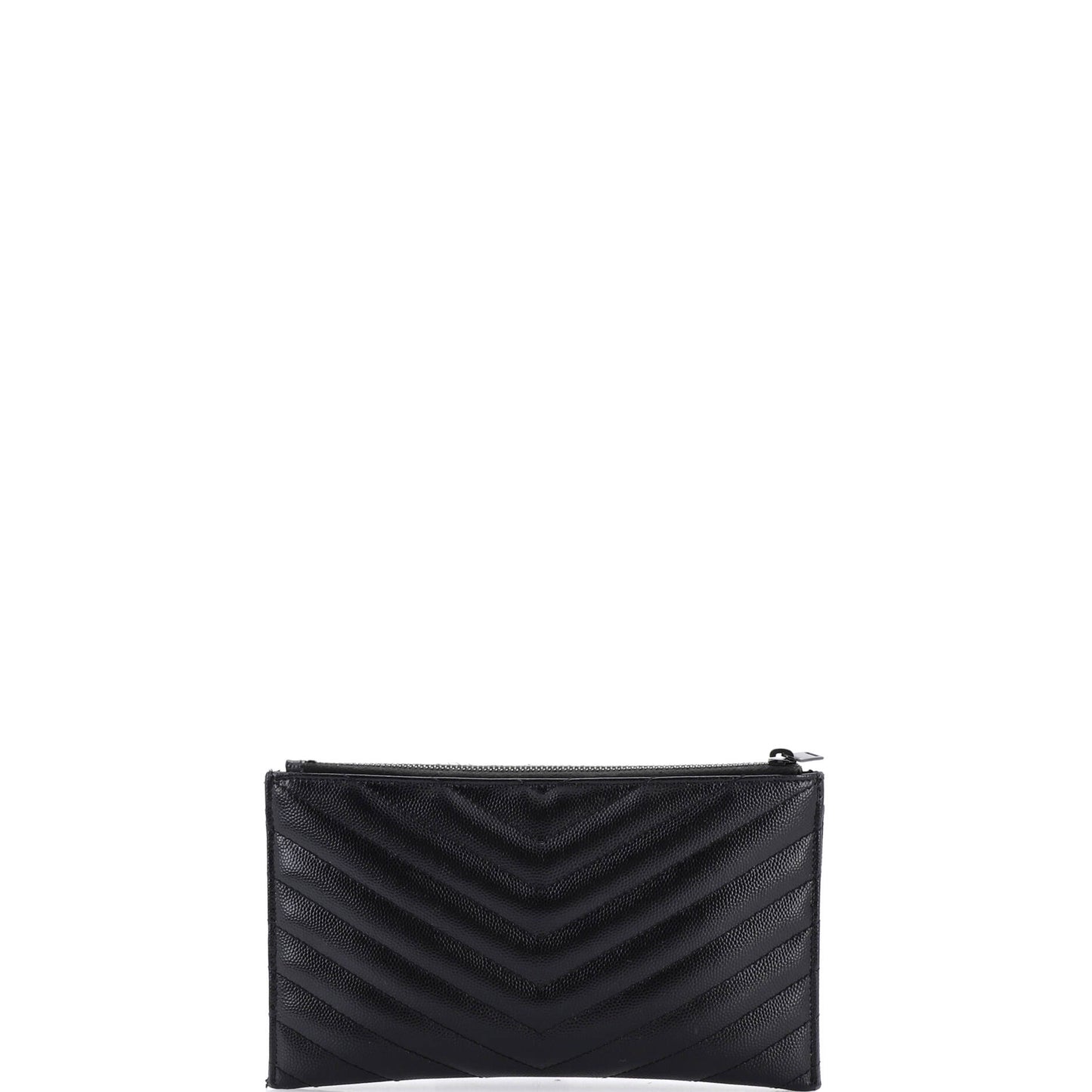 Saint Laurent Classic Monogram Zip Bill Pouch in Matelassé Chevron Leather, Medium
