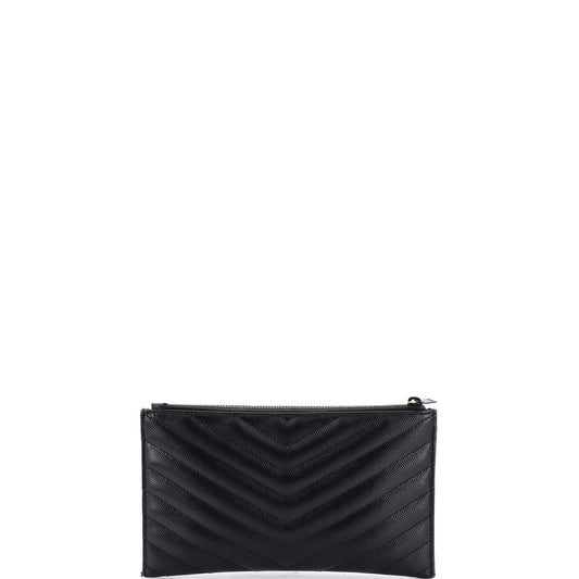 Saint Laurent Classic Monogram Zip Bill Pouch in Matelassé Chevron Leather, Medium