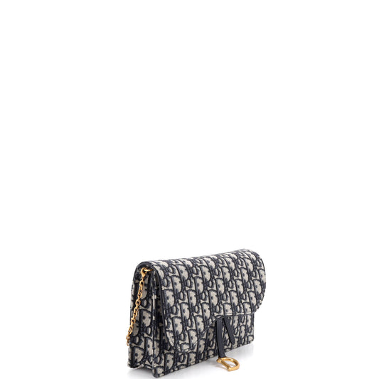 Christian Dior Saddle Chain Clutch in Oblique Canvas