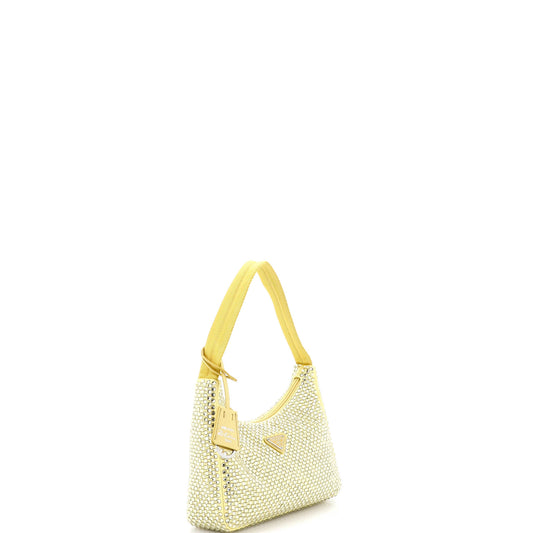 Prada Re-Edition 2000 Hobo Mini in Crystal-Embossed Satin