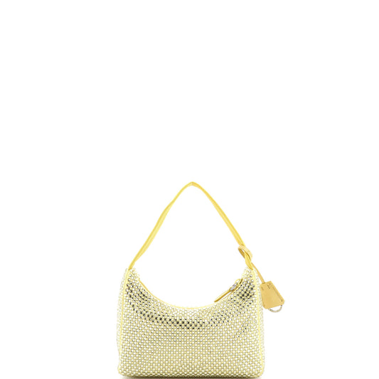 Prada Re-Edition 2000 Hobo Mini in Crystal-Embossed Satin