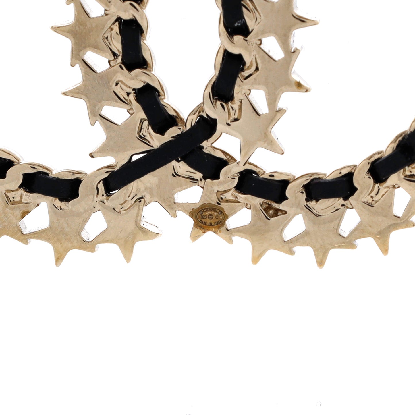 Chanel CC Star Chain Brooch in metal, leather and crystals