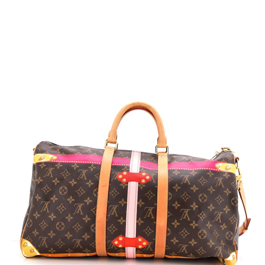 Louis Vuitton Keepall Bandouliere Bag Limited Edition Summer Trunks Monogram Canvas 50