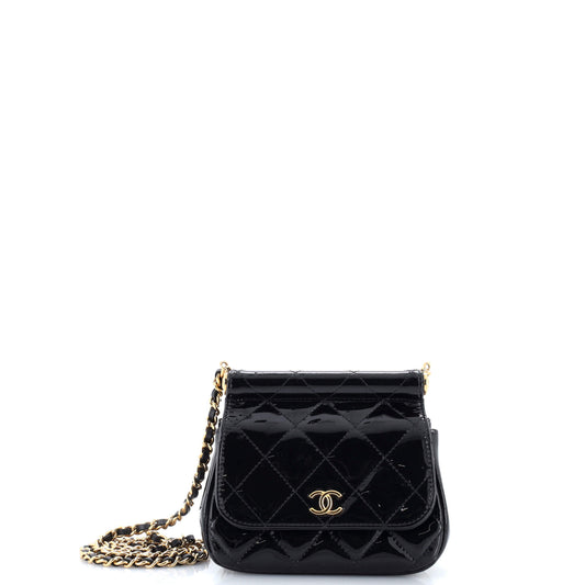 Chanel CC Frame Flap Clutch Chain Quilted Patent