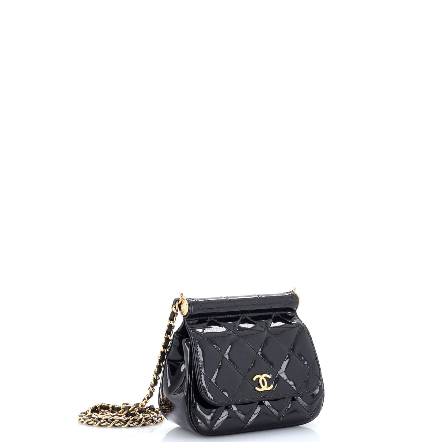 Chanel CC Frame Flap Clutch Chain Quilted Patent