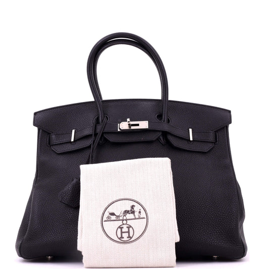 Hermès Birkin Handbag Black Togo Palladium Hardware 35