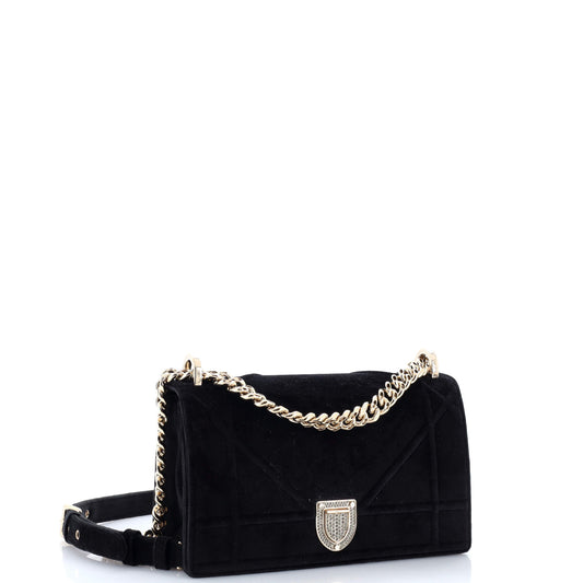 Christian Dior Diorama Flap Bag in Velvet with Crystal Detail, Small