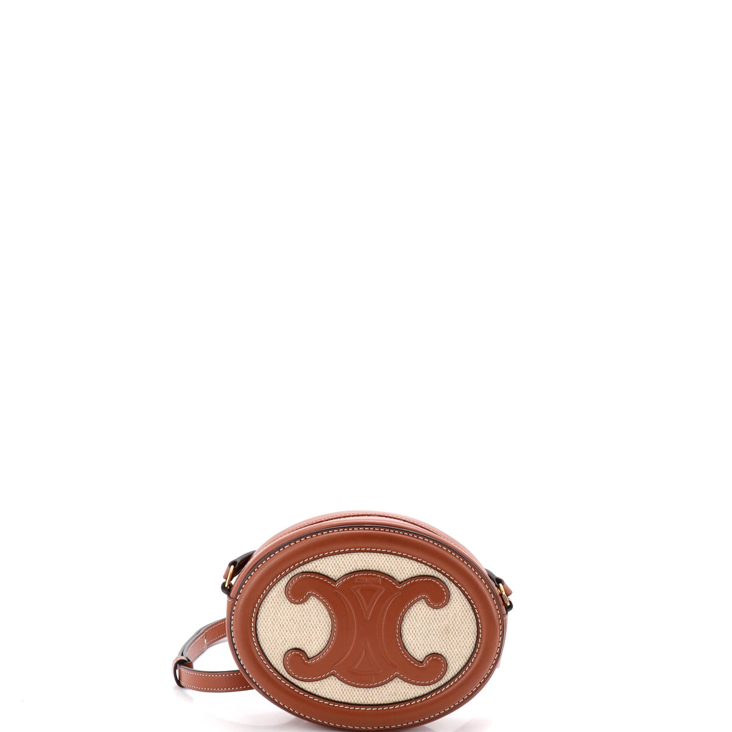 Celine Triomphe Oval Crossbody Bag in Canvas and Leather