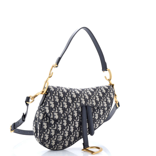 Christian Dior Saddle Handbag (with strap) Oblique Canvas Medium