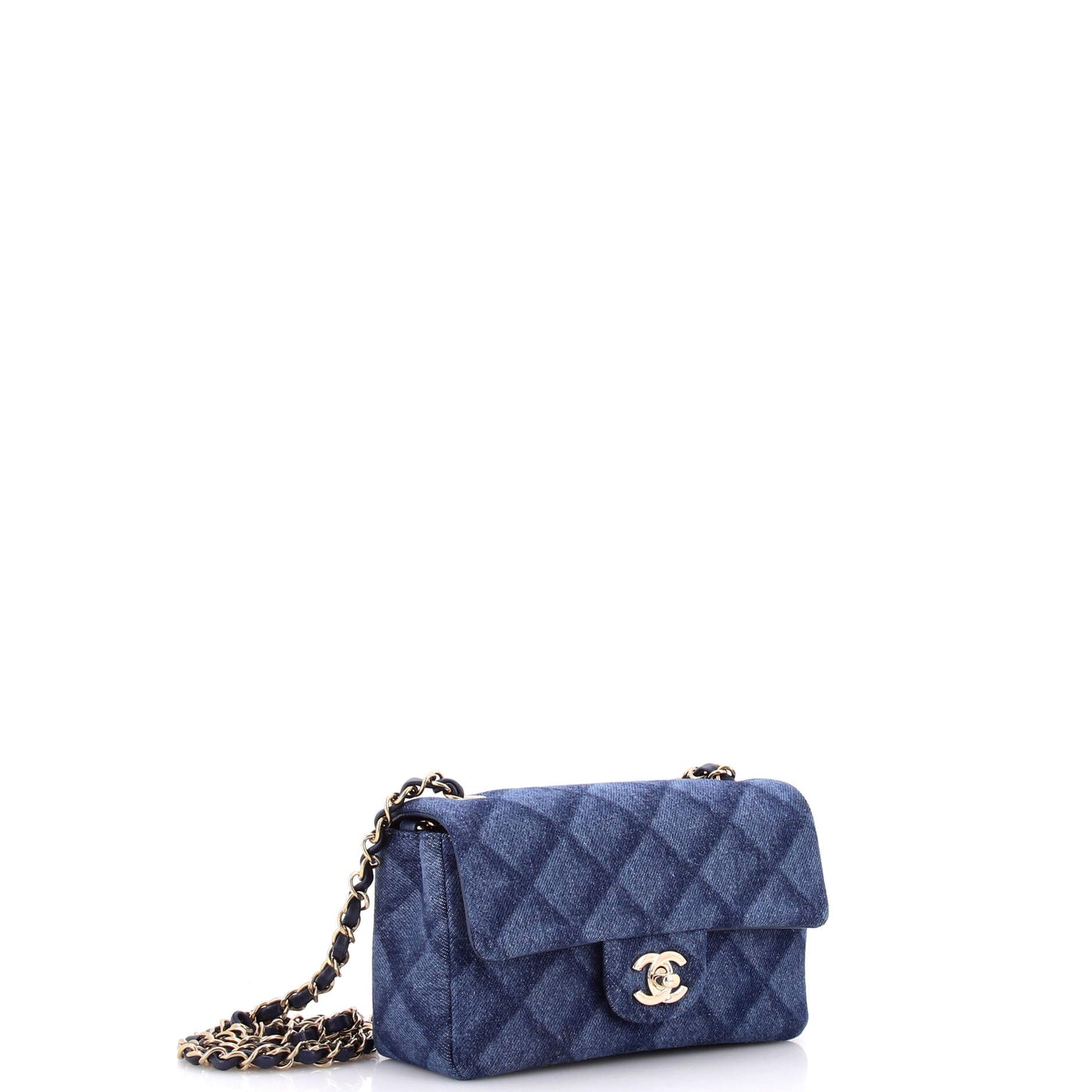 Chanel Classic Single Flap Bag in 3D Quilt Print Denim Mini