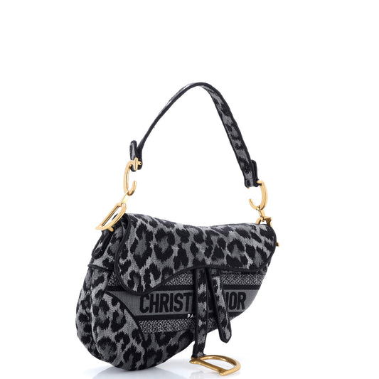 Christian Dior Mitzah Embroidered Canvas Saddle Handbag, Medium