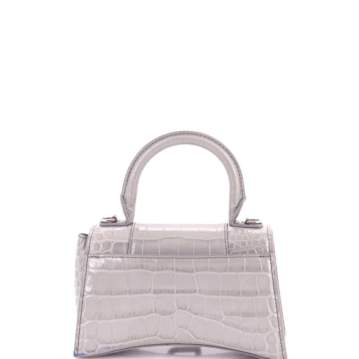 Balenciaga Hourglass Top Handle Bag Crocodile Embossed Leather XS