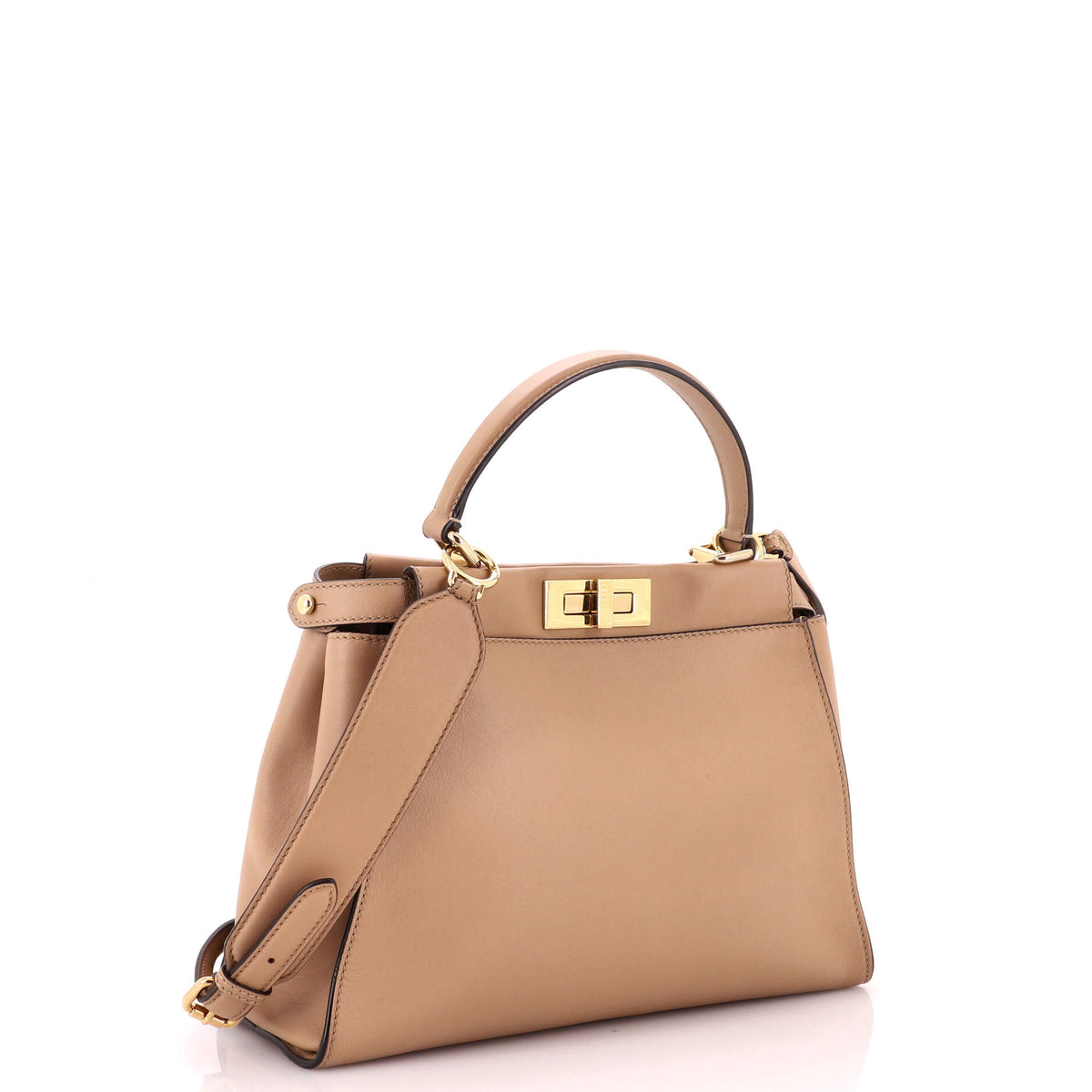 Fendi Peekaboo Iconic Bag Leather with Pequin Canvas Interior Regular