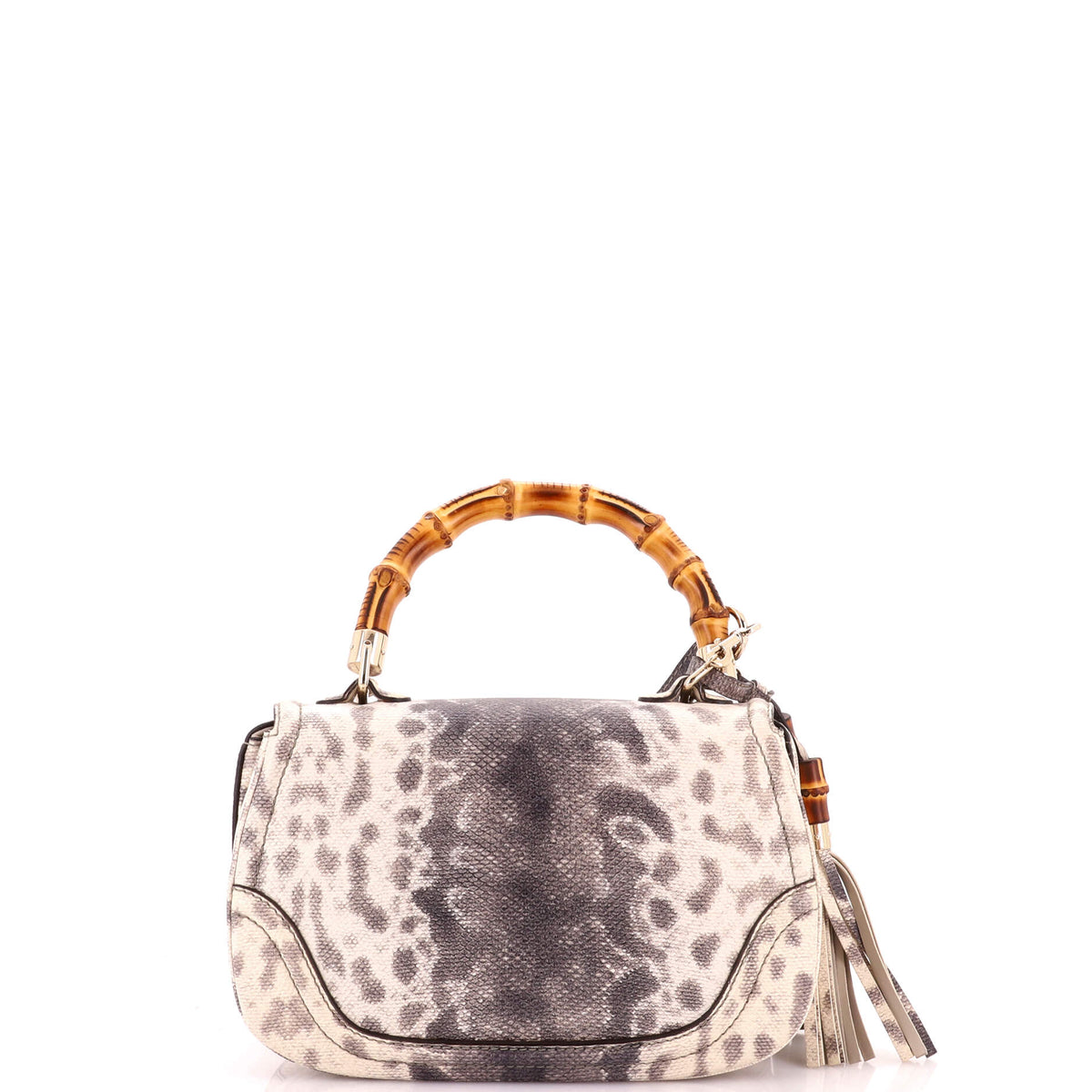 Gucci New Convertible Bamboo Top Handle Bag Python Medium
