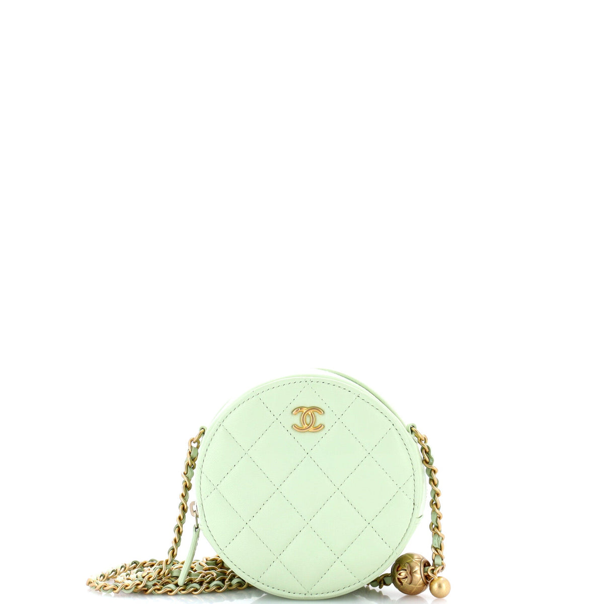 Chanel Pearl Crush Round Clutch with Chain Quilted Lambskin