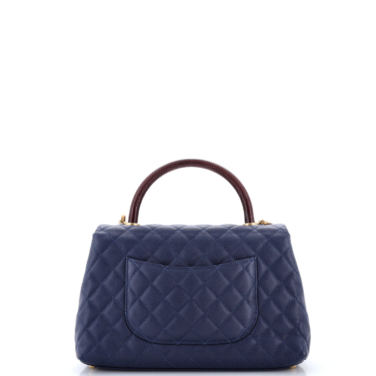 Chanel Coco Top Handle Bag Quilted Caviar with Lizard Small
