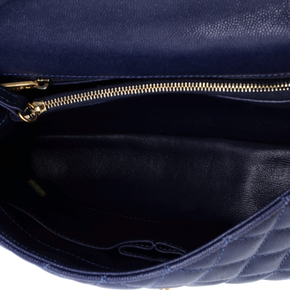 Chanel Coco Top Handle Bag Quilted Caviar with Lizard Small