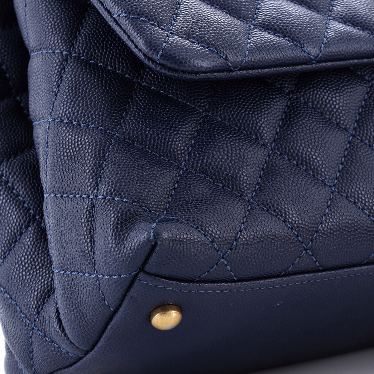 Chanel Coco Top Handle Bag Quilted Caviar with Lizard Small