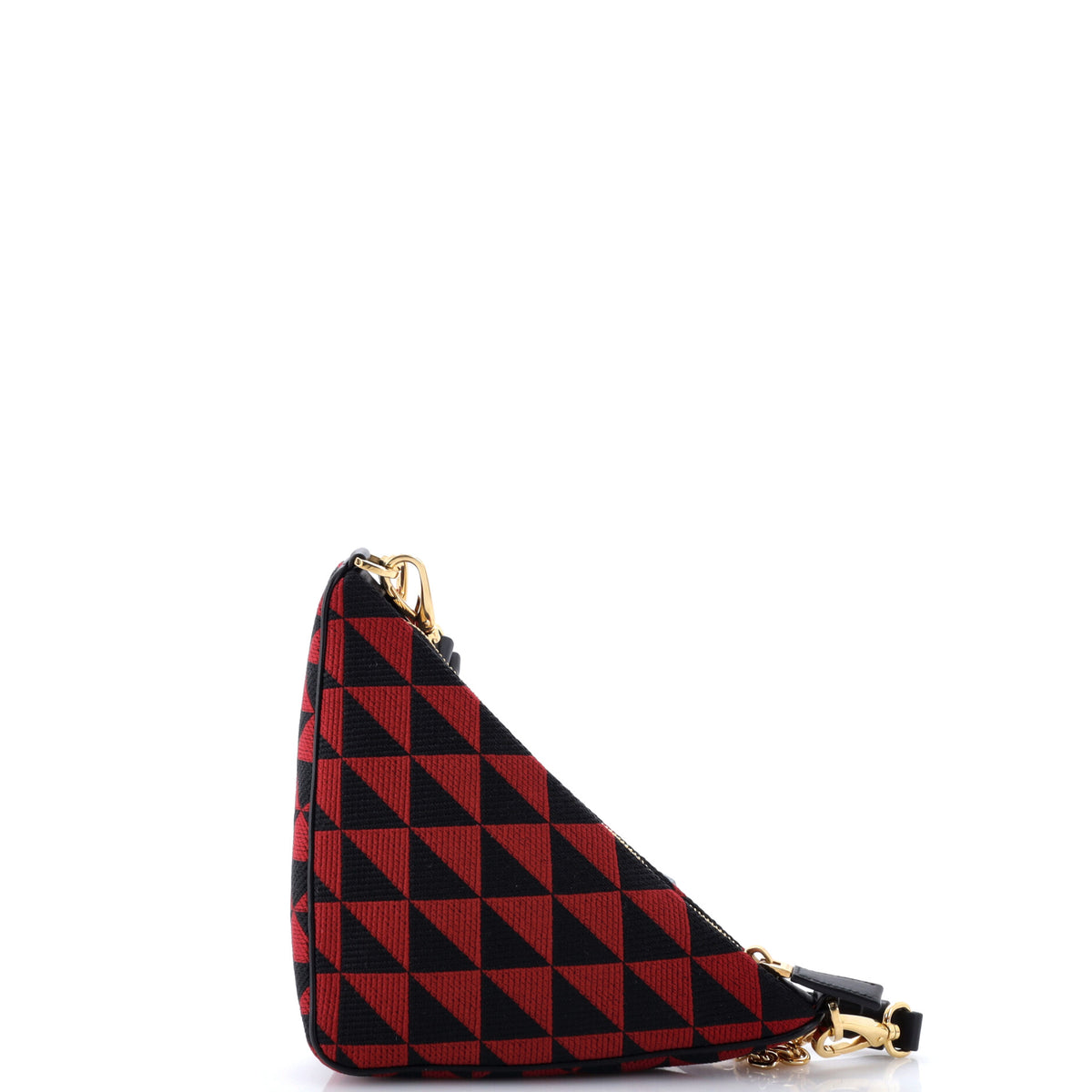 Prada Symbole Triangle Bag Leather and Jacquard Mini