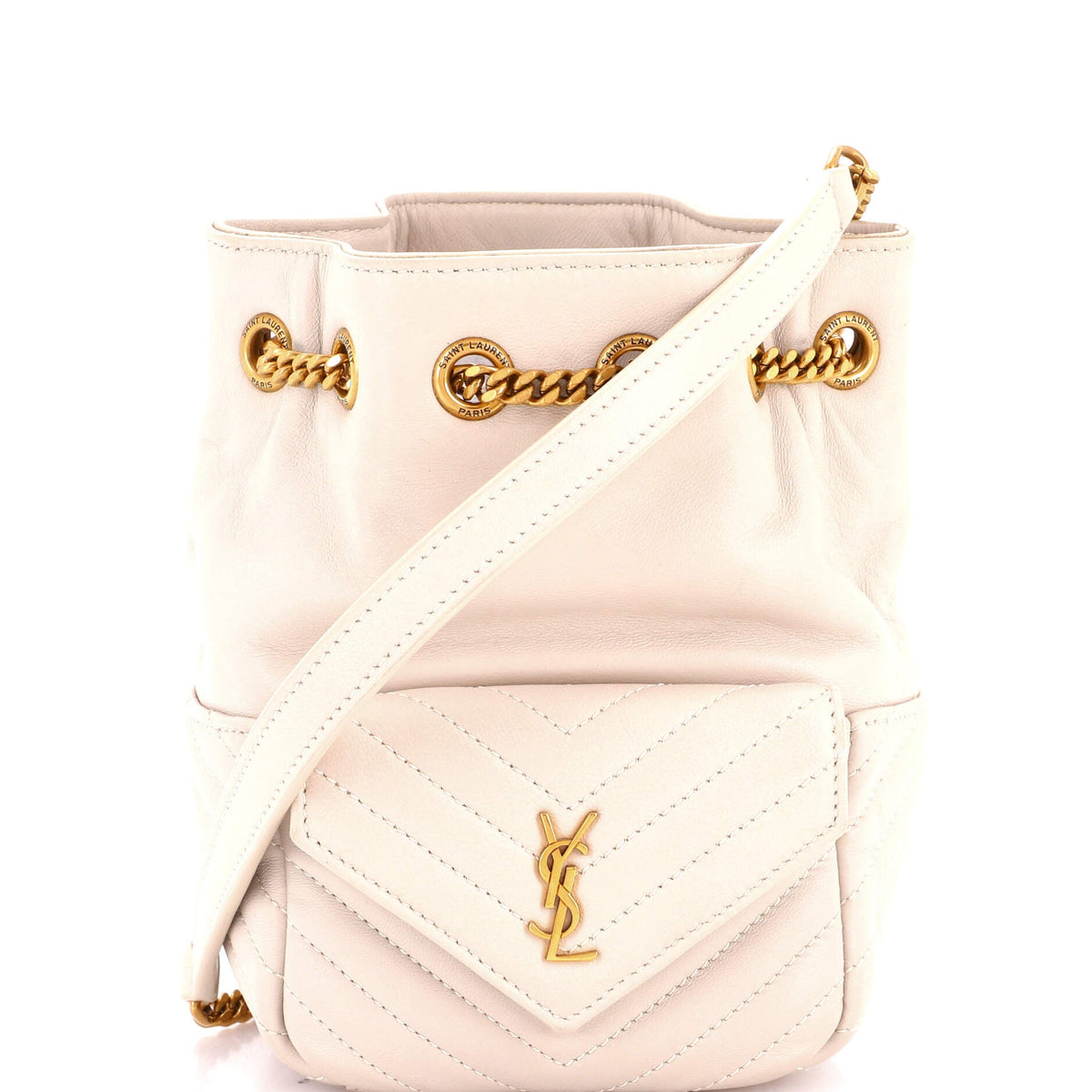 Saint Laurent Joe Bucket Bag Matelasse Chevron Leather Mini